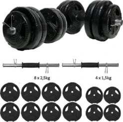 ECGSPOR Verstelbare Dumbbells - 2 X 13 Kg - Halterset / Dumbbell Set 26 Kg - Zwart