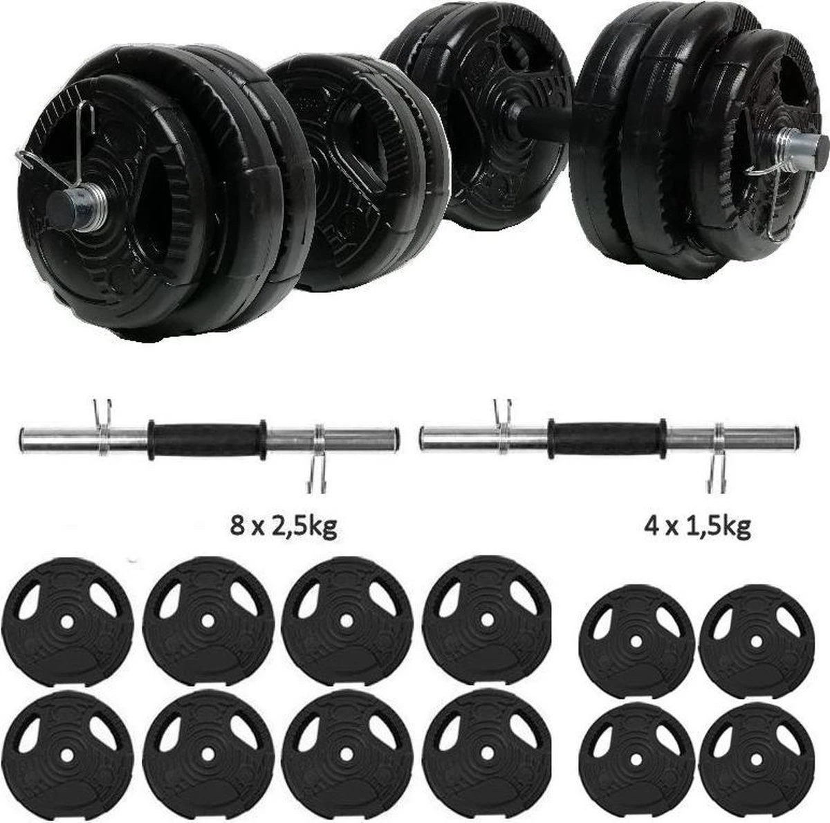 ECGSPOR Verstelbare Dumbbells - 2 X 13 Kg - Halterset / Dumbbell Set 26 Kg - Zwart 1 ECGSPOR Verstelbare Dumbbells - 2 X 13 Kg - Halterset / Dumbbell Set 26 Kg - Zwart