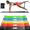 Sanbo Weerstandsbanden Set Van 5 Stuks - Extra Sterk Tot 18kg - 5 Kleuren - Incl. Opbergzakje - 100% Natuurlijk Latex - Resistance Band Set - Fitness Elastiek - Booty Band Builder