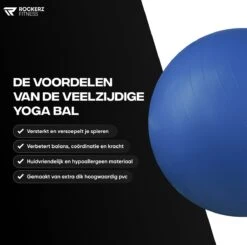 Rockerz Fitness® - Yoga Bal Inclusief Pomp - Pilates Bal - Fitness Bal - Zwangerschapsbal - Goede Houding Bij Het Thuiswerken - 55 Cm - Kleur: Blauw -FitForce Outlet Winkel 1200x1191 10