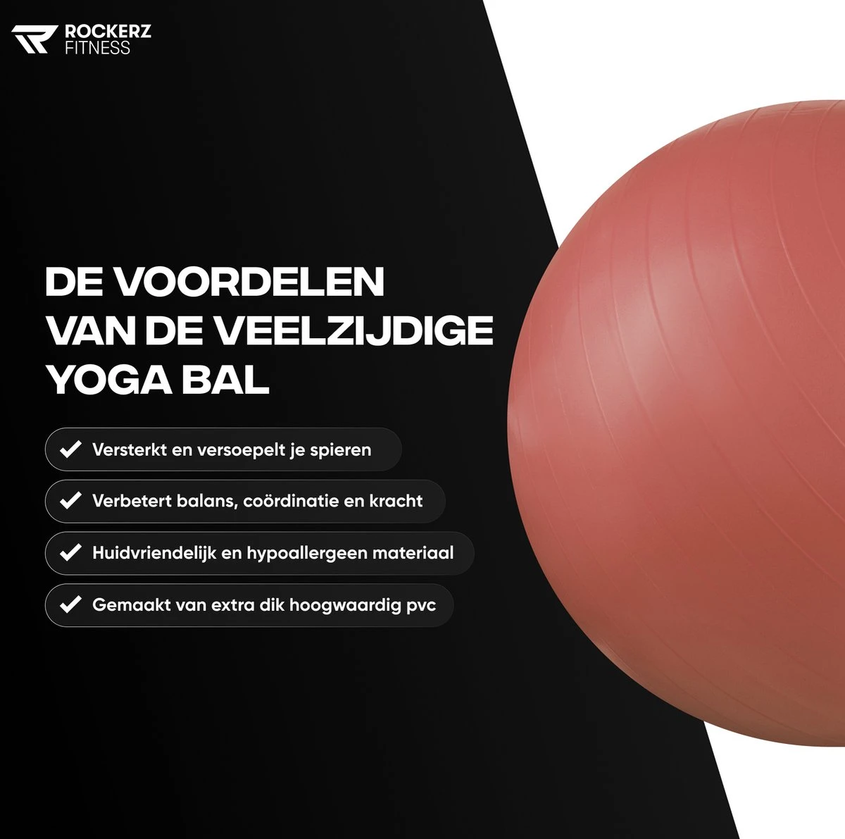 Rockerz Fitness® - Yoga Bal Inclusief Pomp - Pilates Bal - Fitness Bal - Zwangerschapsbal - Goede Houding Bij Het Thuiswerken - 65 Cm - Kleur: Rose Gold 5 Rockerz Fitness® - Yoga Bal Inclusief Pomp - Pilates Bal - Fitness Bal - Zwangerschapsbal - Goede Houding Bij Het Thuiswerken - 65 Cm - Kleur: Rose Gold - Afbeelding 5