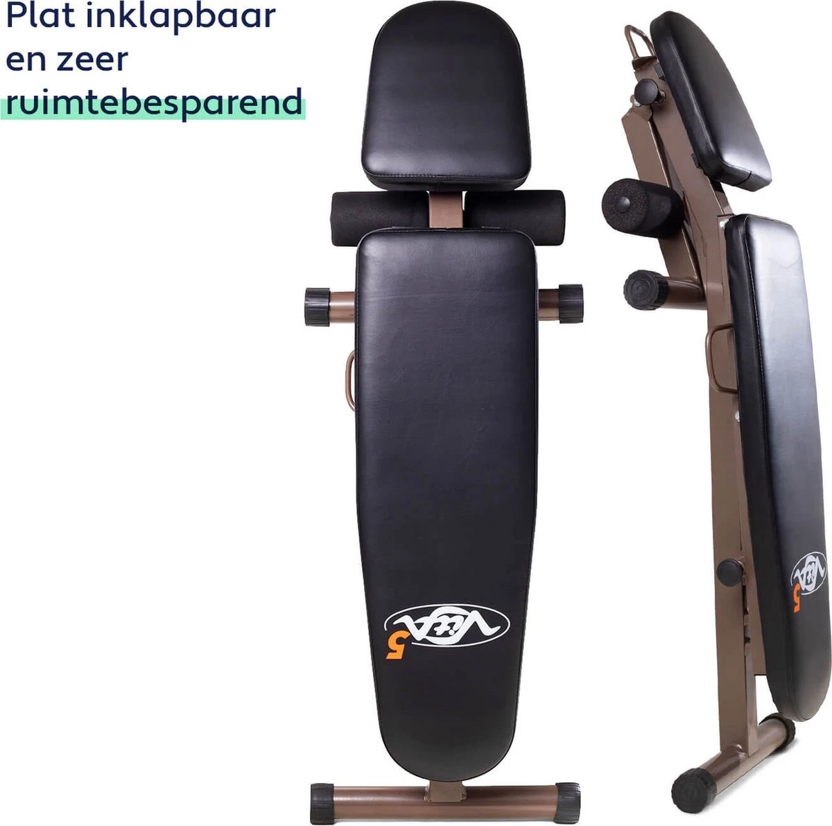 Vita5 Halterbank – Fitnessbank – Verstelbaar Met Rugleuning – Voor Gewichten – Incl. Weerstandsbanden En Beenhouder – Inklapbaar 6 Vita5 Halterbank – Fitnessbank – Verstelbaar Met Rugleuning – Voor Gewichten – Incl. Weerstandsbanden En Beenhouder – Inklapbaar - Afbeelding 6