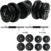 ECGSPOR Verstelbare Dumbbells - 2 X 15 Kg - Halterset / Dumbbell Set 30 Kg - Zwart