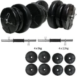 ECGSPOR Verstelbare Dumbbells - 2 X 15 Kg - Halterset / Dumbbell Set 30 Kg - Zwart