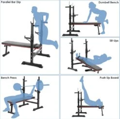 Bench Press - Halterbank - Sportbank - Fitnessbank - Multifunctioneel - Opvouwbaar - Volledig Instelbaar - Max Belasting 200kg -FitForce Outlet Winkel 1200x1197 5