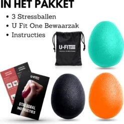U Fit One® 3 Delige Stressbal Set Met Handleiding - Stressballen - Fidget - Handtrainer - Handknijper - Knijphalter- Onderarm Trainer - Grijper - Hand & Grip Trainer - RSI - Pols - Fitness - Ufitone -FitForce Outlet Winkel 1200x1197 7