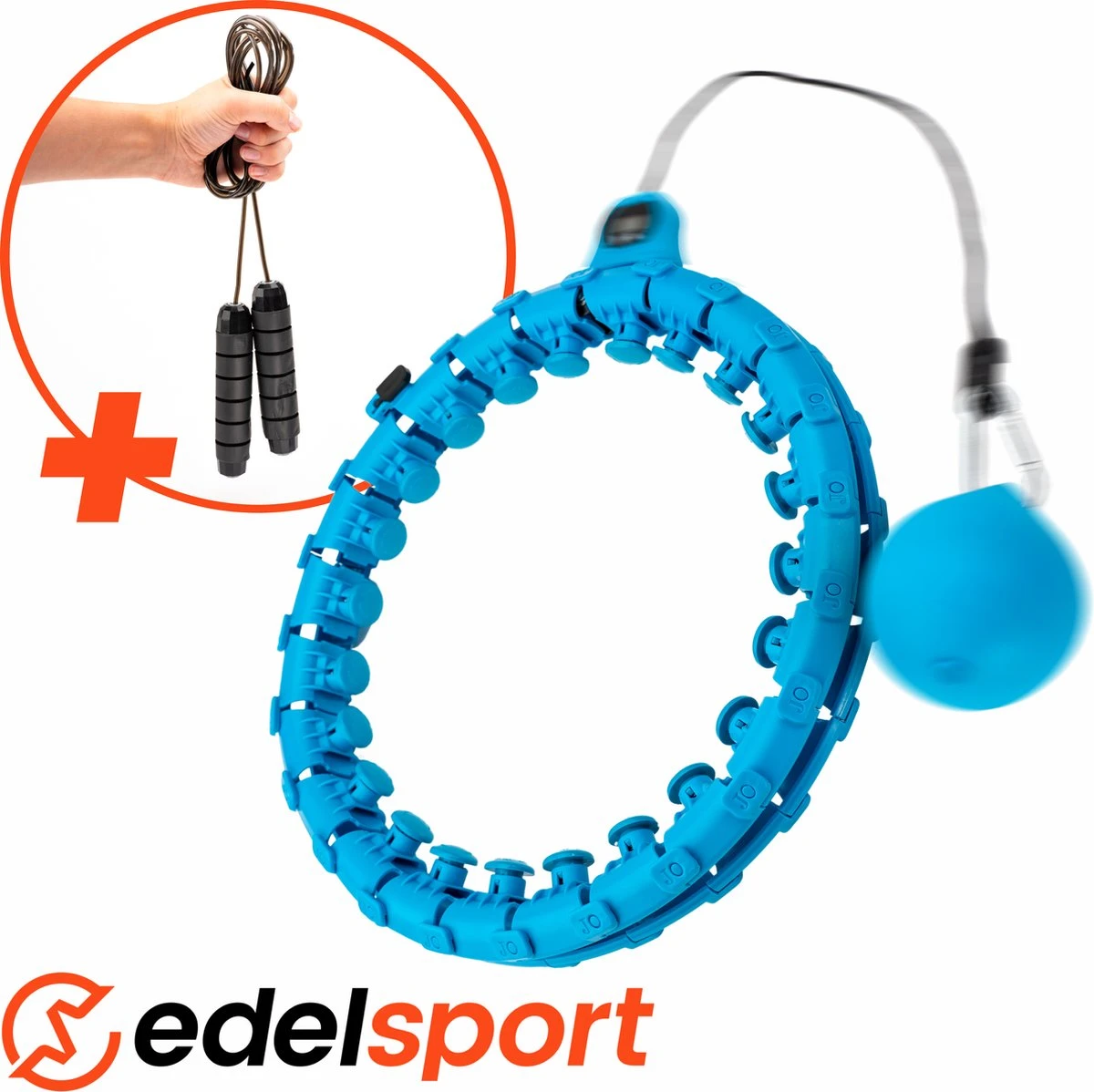 EdelSport - Hoelahoep - Fitness Hoelahoep - Hula Hoop - Hoelahoep Met Gewicht - Massage - Blauw 1 EdelSport - Hoelahoep - Fitness Hoelahoep - Hula Hoop - Hoelahoep Met Gewicht - Massage - Blauw