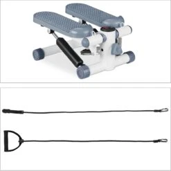 Relaxdays Swing Stepper - 2 Weerstandsbanden - Fitness Stepper - Display - Diverse Kleuren - Grijs -FitForce Outlet Winkel 1200x1198 30