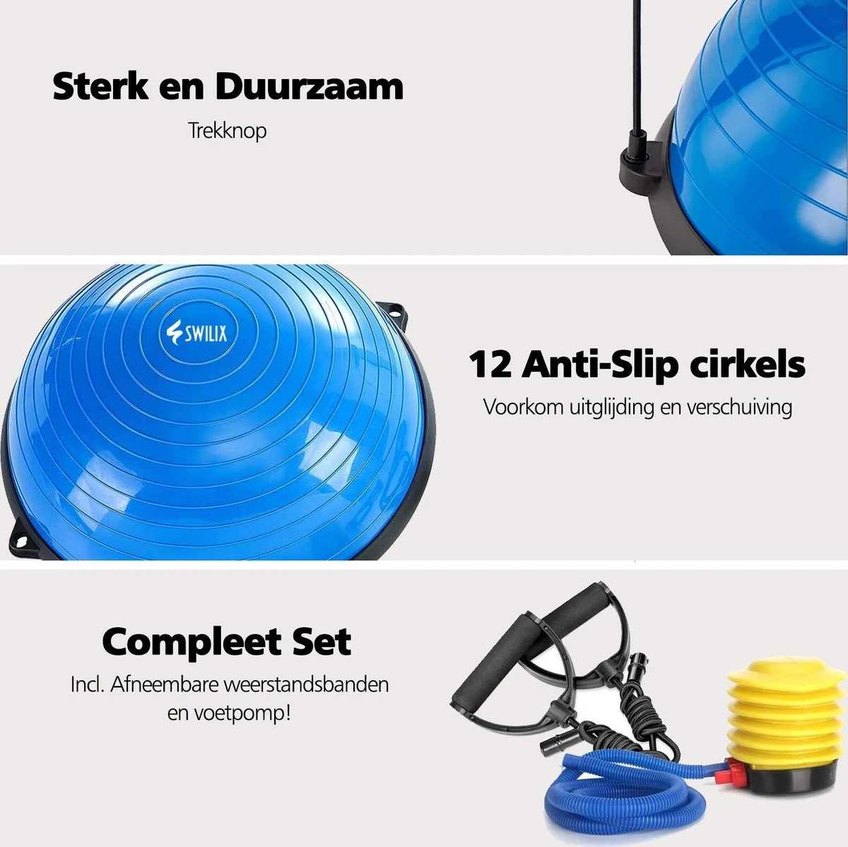 SWILIX ® Balanstrainer - Balance Board Met Weerstandsbanden - Balansbord Blauw 9 SWILIX ® Balanstrainer - Balance Board Met Weerstandsbanden - Balansbord Blauw - Afbeelding 9