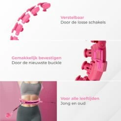 Nuvance - Verstelbare Fitness Hoelahoep - Met Teller En Gewicht - Voor Volwassenen En Kinderen - Weighted Hula Hoop - Smart Hoepel - Roze -FitForce Outlet Winkel 1200x1199 9