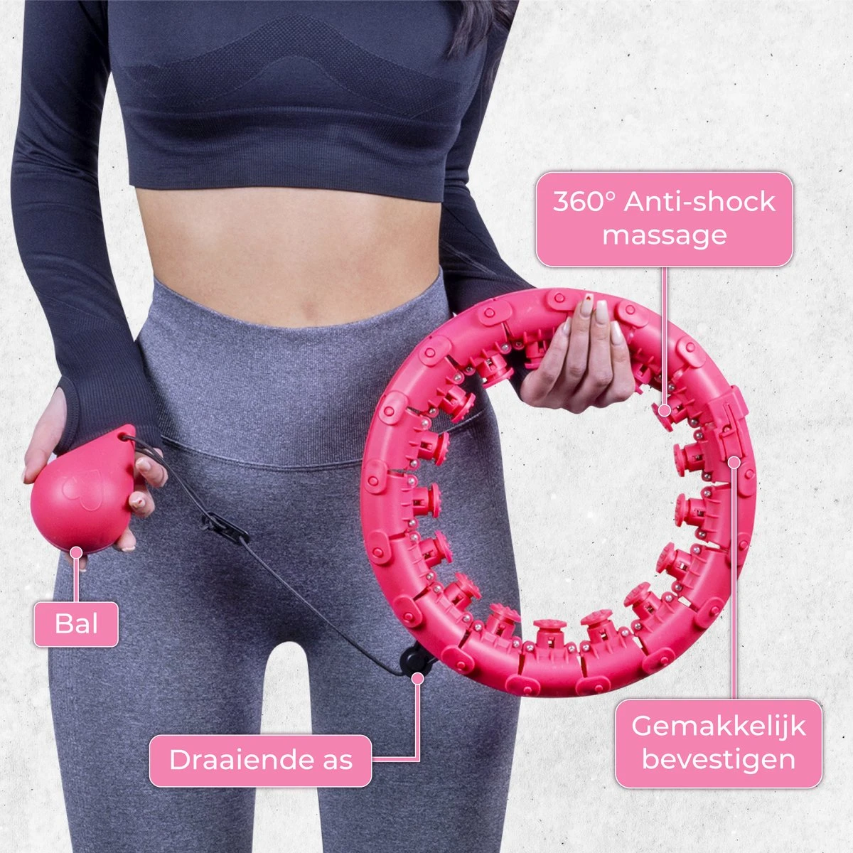 Nuvance - Verstelbare Fitness Hoelahoep Met Gewicht - Voor Volwassenen En Kinderen - Weighted Hula Hoop - Smart Hoepel - Roze 4 Nuvance - Verstelbare Fitness Hoelahoep Met Gewicht - Voor Volwassenen En Kinderen - Weighted Hula Hoop - Smart Hoepel - Roze - Afbeelding 4