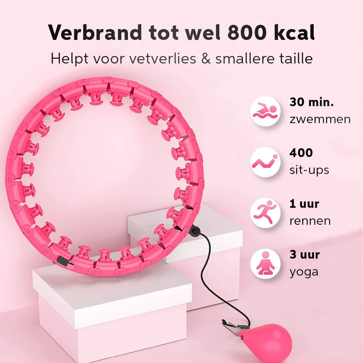 Living Nine Fitness Hoelahoep - Met Gewicht - Roze - Voor Volwassenen 2 Living Nine Fitness Hoelahoep - Met Gewicht - Roze - Voor Volwassenen - Afbeelding 2