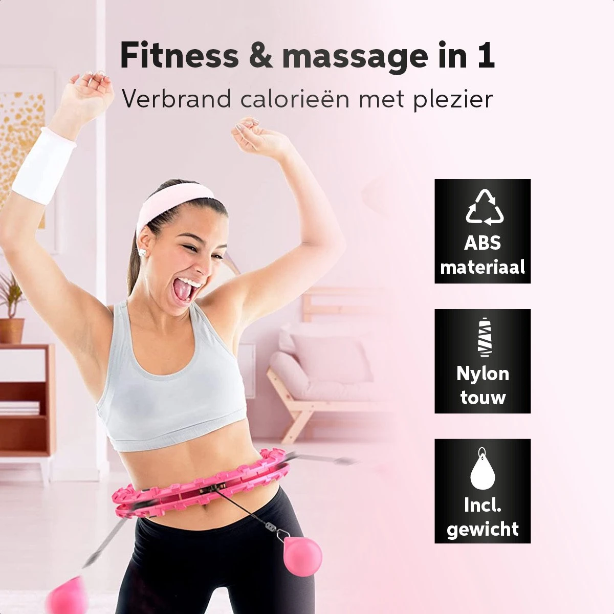 Living Nine Fitness Hoelahoep - Met Gewicht - Roze - Voor Volwassenen 6 Living Nine Fitness Hoelahoep - Met Gewicht - Roze - Voor Volwassenen - Afbeelding 6