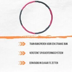 Orange85 Hoepel Fitness - Hoelahoep 100cm - Volwassenen - Hoepelen - Hoolahoop - Sport - Grijs - Roze - 1,2 Kg - Soft - Afvallen -FitForce Outlet Winkel 1200x1200 1063