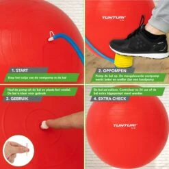 Tunturi Fitness Bal - Yoga Bal Inclusief Pomp - Pilates Bal - Zwangerschaps Bal - 75 Cm - Kleur: Rood - Incl. Gratis Fitness App -FitForce Outlet Winkel 1200x1200 1082