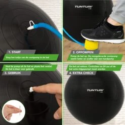 Tunturi Fitness Bal - Yoga Bal Inclusief Pomp - Pilates Bal - Zwangerschaps Bal - 55 Cm - Kleur: Zwart - Incl. Gratis Fitness App -FitForce Outlet Winkel 1200x1200 1101