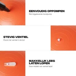 Rockerz Fitness® - Yoga Bal Inclusief Pomp - Pilates Bal - Fitness Bal - Zwangerschapsbal - Goede Houding Bij Het Thuiswerken - 75 Cm - Kleur: Oranje -FitForce Outlet Winkel 1200x1200 1120