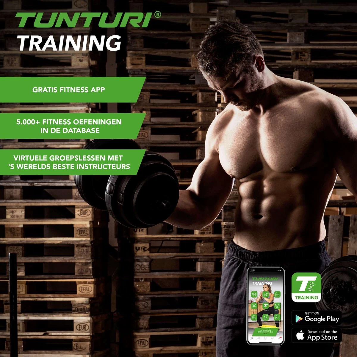 Tunturi Dumbbellset - Halterset - Totaal 15 Kg - Zwart Vinyl - Incl. Gratis Fitness App 7 Tunturi Dumbbellset - Halterset - Totaal 15 Kg - Zwart Vinyl - Incl. Gratis Fitness App - Afbeelding 7