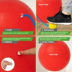 Tunturi Fitness Bal - Yoga Bal Inclusief Pomp - Pilates Bal - Zwangerschaps Bal - 55cm - Kleur: Rood - Incl. Gratis Fitness App -FitForce Outlet Winkel 1200x1200 1152