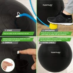 Tunturi Fitness Bal - Yoga Bal Inclusief Pomp - Pilates Bal - Zwangerschaps Bal - 65 Cm - Kleur: Zwart - Incl. Gratis Fitness App -FitForce Outlet Winkel 1200x1200 1155