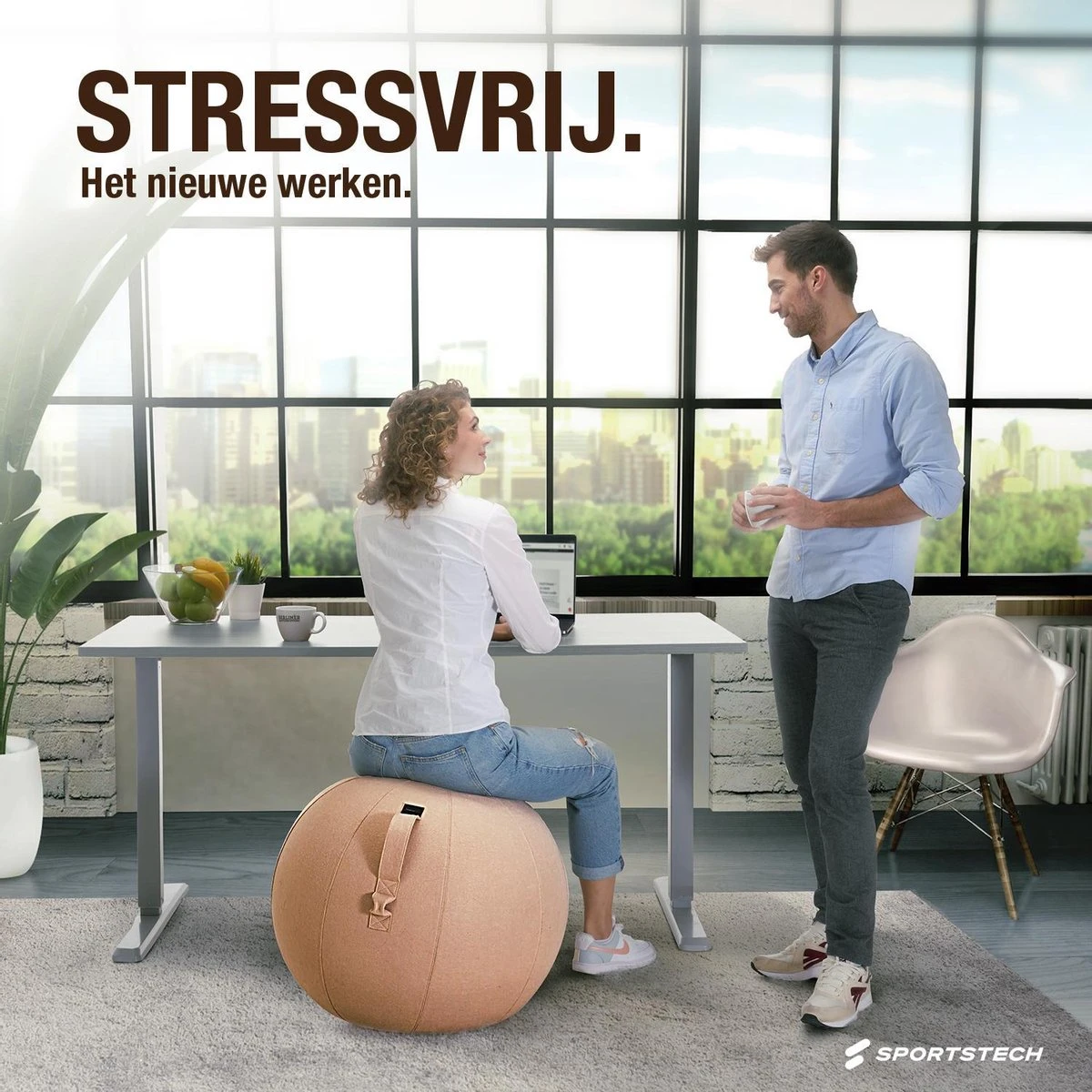 Sportstech Fitnessbal - Zitbal - Ergnomisch Voor Yoga, Pilates, Zwangerschap & Homegym - YOBA100 2 Sportstech Fitnessbal - Zitbal - Ergnomisch Voor Yoga, Pilates, Zwangerschap & Homegym - YOBA100 - Afbeelding 2