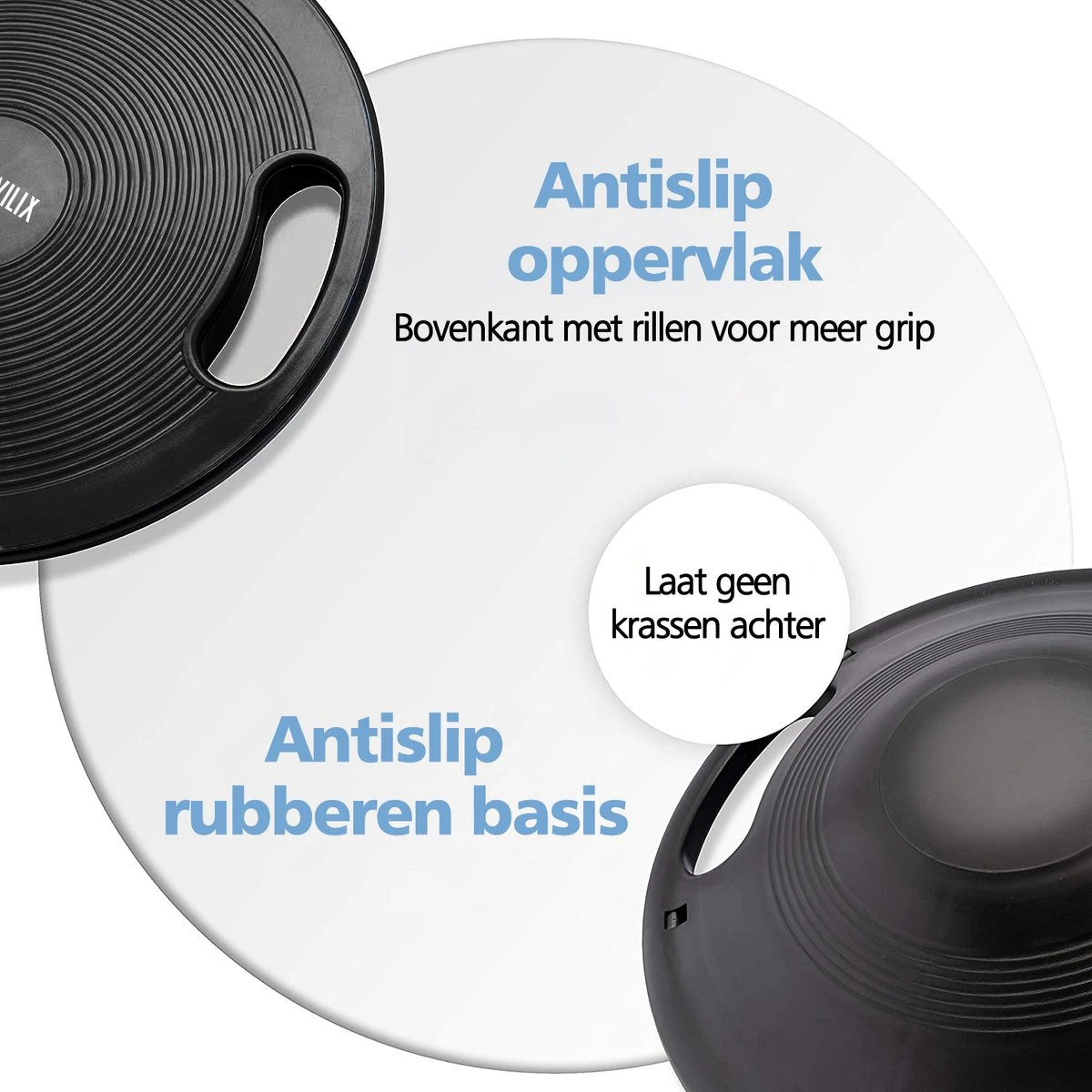 Swilix ® Balance Board - Balansbord Ø40 Cm - Balanstrainer Met 2 Handgrepen - Zwart 4 Swilix ® Balance Board - Balansbord Ø40 Cm - Balanstrainer Met 2 Handgrepen - Zwart - Afbeelding 4