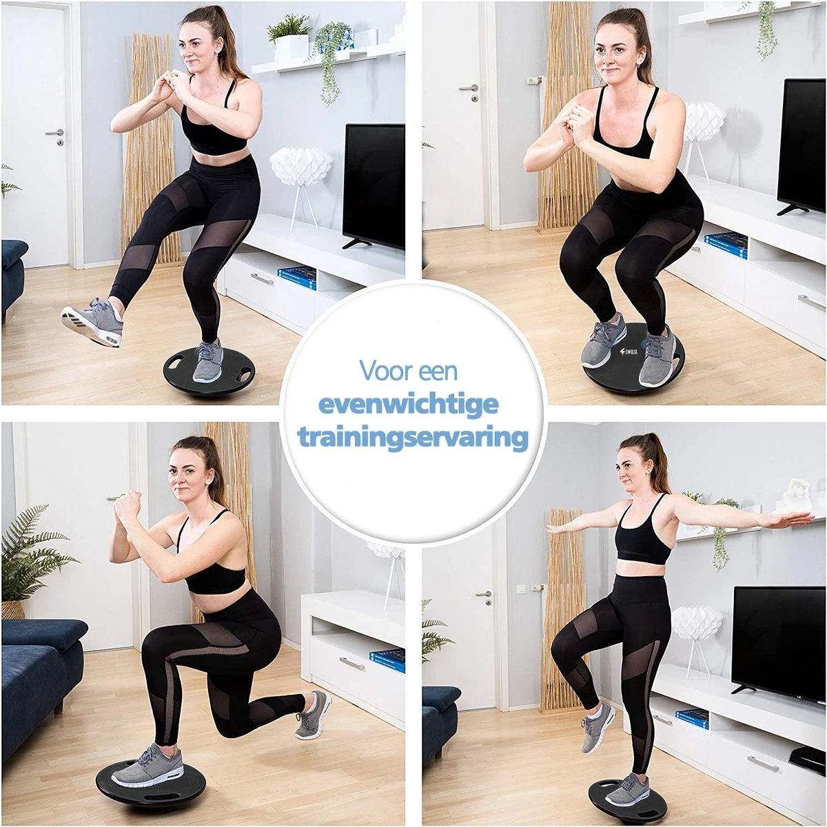 Swilix ® Balance Board - Balansbord Ø40 Cm - Balanstrainer Met 2 Handgrepen - Zwart 9 Swilix ® Balance Board - Balansbord Ø40 Cm - Balanstrainer Met 2 Handgrepen - Zwart - Afbeelding 9