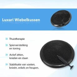 Luxari - Wiebelkussen - Ø35cm - Inclusief Pomp - Ergonomisch - Volwassen & Kinderen - Balanskussen - Trainingskussen - Zwart -FitForce Outlet Winkel 1200x1200 1249