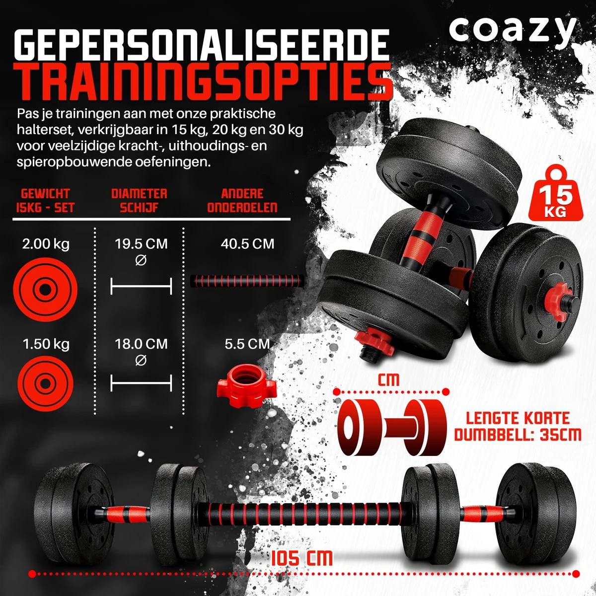 Coazy Dumbell En Barbell Set Verstelbaar - Dumbells - Gewichten Fitness - Halterstang Met Gewichten - Halter 4 Coazy Dumbell En Barbell Set Verstelbaar - Dumbells - Gewichten Fitness - Halterstang Met Gewichten - Halter - Afbeelding 4