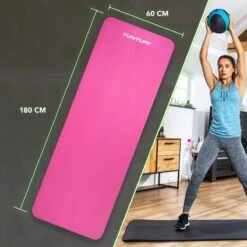 Tunturi Fitnessmat - Yogamat - Sportmat Gemaakt Van Zacht NBR Materiaal - 180 X 60 X 1,5cm - Roze - Incl. Gratis Fitness App -FitForce Outlet Winkel 1200x1200 1325