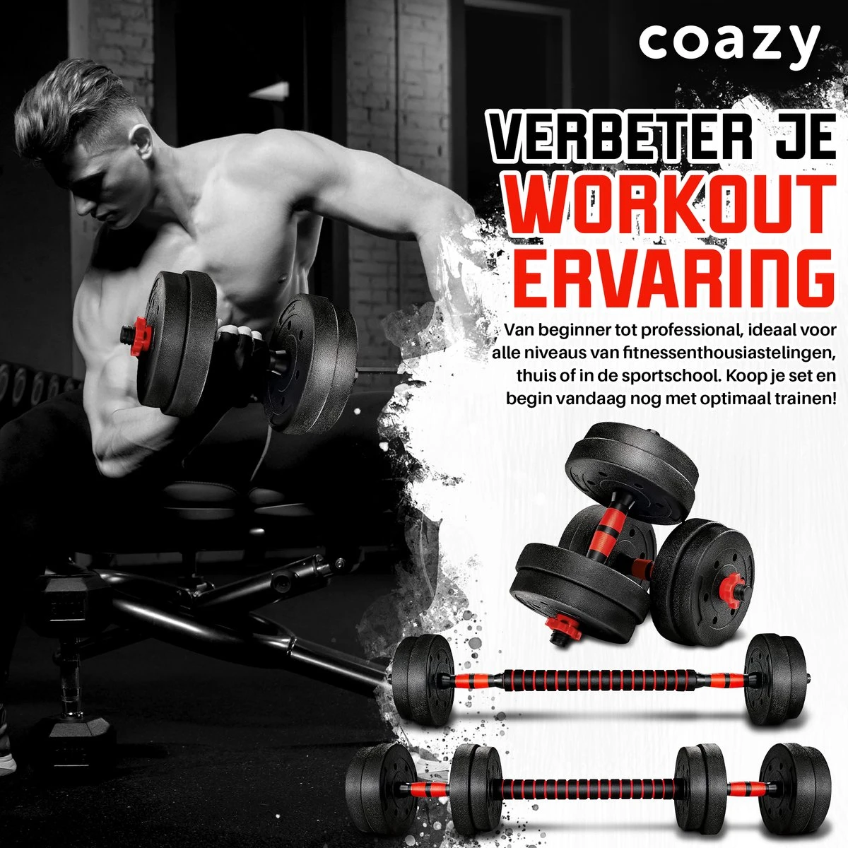 Coazy Dumbell En Barbell Set Verstelbaar - Dumbells - Gewichten Fitness - Halterstang Met Gewichten - Halter 6 Coazy Dumbell En Barbell Set Verstelbaar - Dumbells - Gewichten Fitness - Halterstang Met Gewichten - Halter - Afbeelding 6
