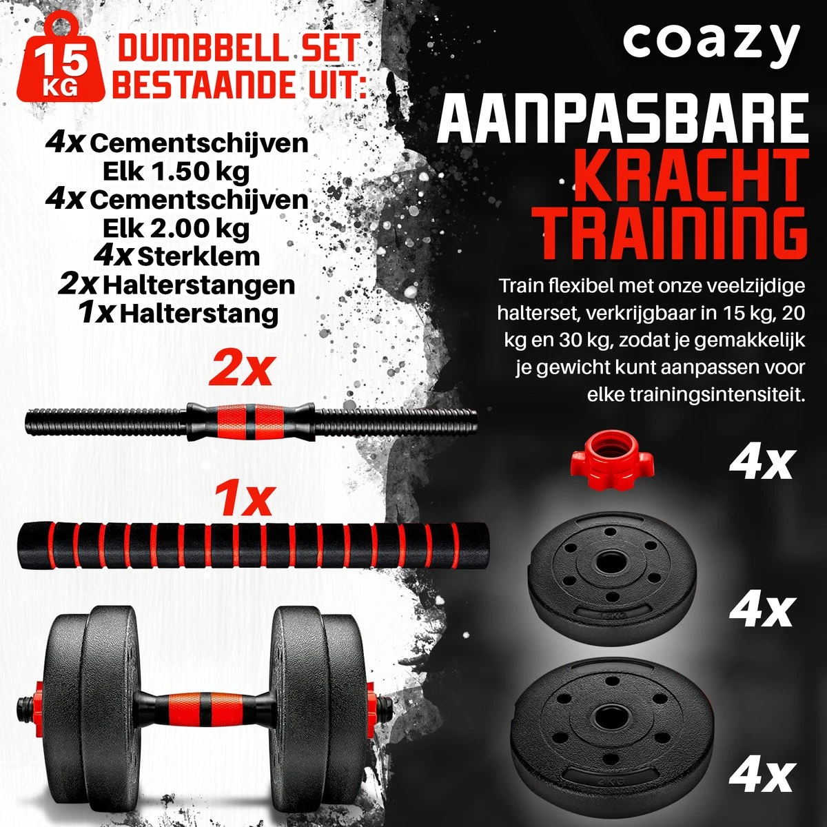 Coazy Dumbell En Barbell Set Verstelbaar - Dumbells - Gewichten Fitness - Halterstang Met Gewichten - Halter 7 Coazy Dumbell En Barbell Set Verstelbaar - Dumbells - Gewichten Fitness - Halterstang Met Gewichten - Halter - Afbeelding 7