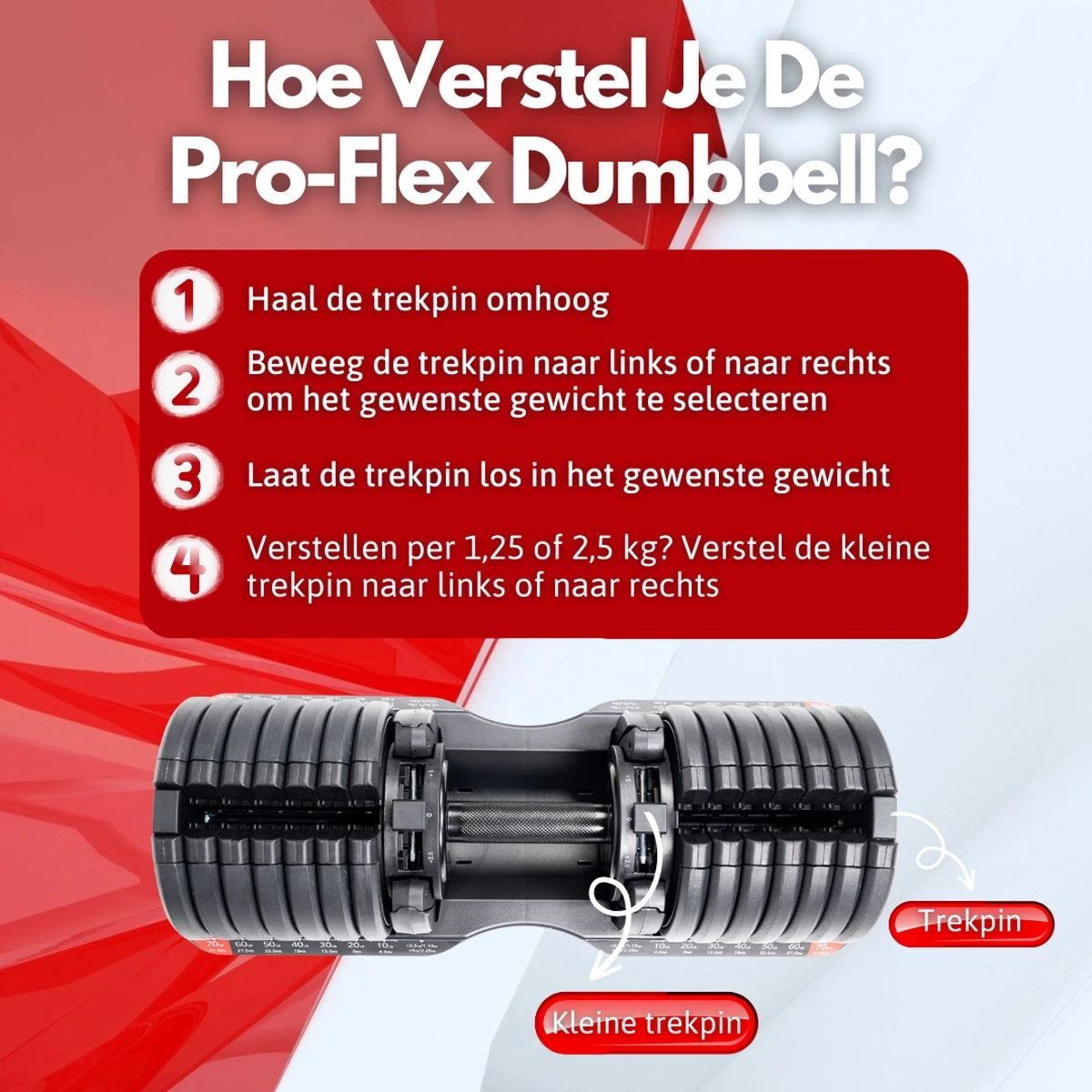 N Mass Verstelbare Dumbells Set - 34 Kg Gewichten - Hoogwaardige Fitness Dumbbells - Pro-Flex Dumbbell Set 8 N Mass Verstelbare Dumbells Set - 34 Kg Gewichten - Hoogwaardige Fitness Dumbbells - Pro-Flex Dumbbell Set - Afbeelding 8
