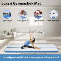 Luxari - AirTrack Pro - 3 Meter - Inclusief Opbergtas, Reparatie-kit & 600W Elektrische Pomp - Turnmatten - Gymnastiek Turnmat - Fitness Matten -FitForce Outlet Winkel 1200x1200 1396