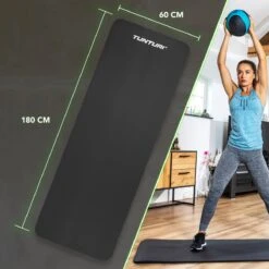 Tunturi Fitnessmat - Yogamat - Sportmat Gemaakt Van Zacht NBR Materiaal - 180 X 60 X 1,5cm - Zwart - Incl. Gratis Fitness App -FitForce Outlet Winkel 1200x1200 1408