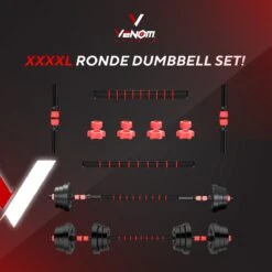 Venom Sports Verstelbare Dumbbell Set Tot 40kg – Professionele 2-in-1 Halterset Gewichten – Gebruiksvriendelijke Fitness Stang – Verstelbare Dumbbellset – Home Gym – Krachttraining – Rood -FitForce Outlet Winkel 1200x1200 145