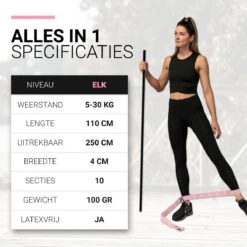 FITELASTIX® Premium Weerstandsband Lang - Voor Elk Niveau - Alles In 1 - Full Body - Resistance Band - Fitness Elastiek - Sport Elastiek Fitness - Met Handvatten - Inclusief Instructievideo's - Roze -FitForce Outlet Winkel 1200x1200 1451