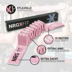 FITELASTIX® Premium Weerstandsband Lang - Voor Elk Niveau - Alles In 1 - Full Body - Resistance Band - Fitness Elastiek - Sport Elastiek Fitness - Met Handvatten - Inclusief Instructievideo's - Roze -FitForce Outlet Winkel 1200x1200 1455