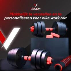 Venom Sports Verstelbare Dumbbell Set Tot 40kg – Professionele 2-in-1 Halterset Gewichten – Gebruiksvriendelijke Fitness Stang – Verstelbare Dumbbellset – Home Gym – Krachttraining – Rood -FitForce Outlet Winkel 1200x1200 148