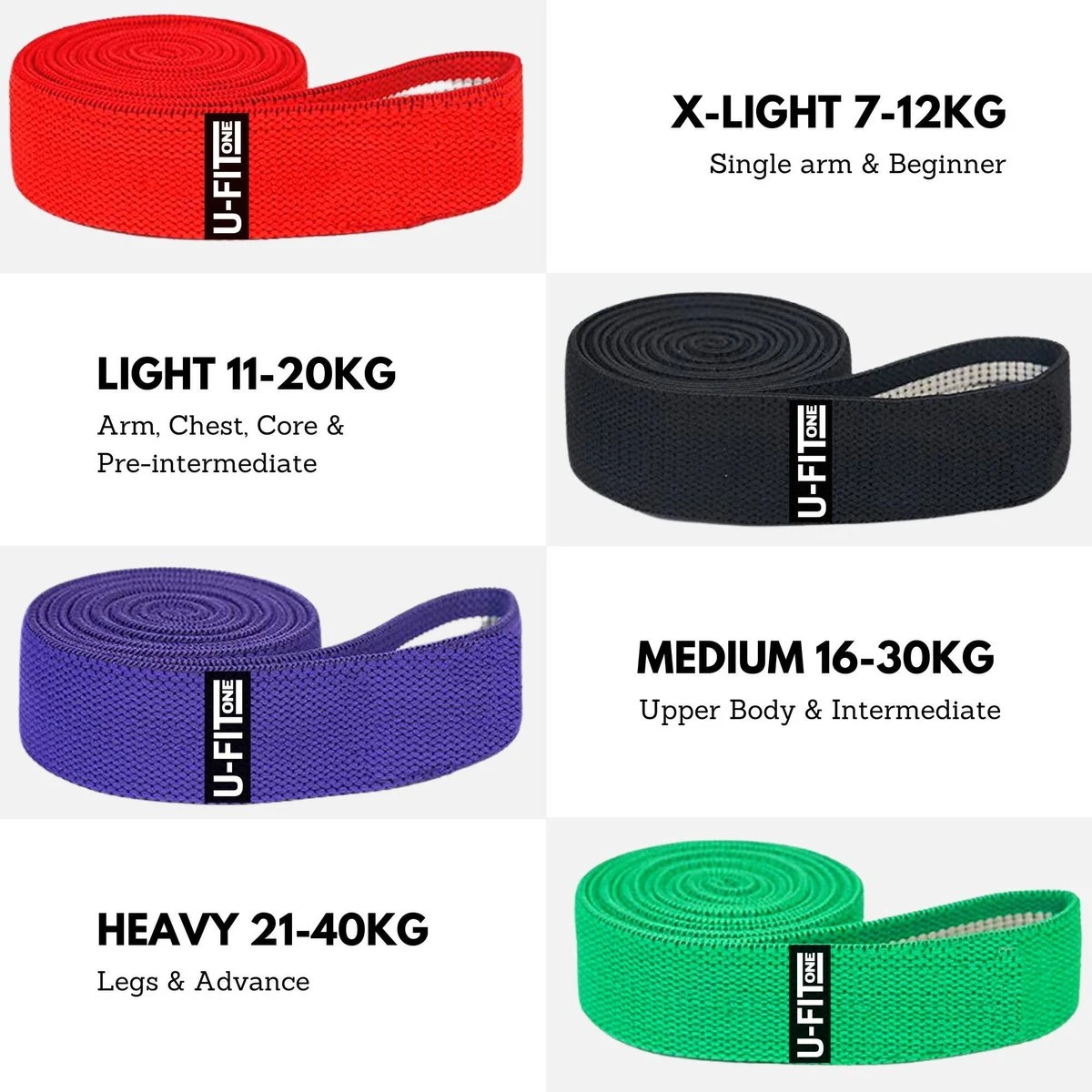 U Fit One 4 Delige Lange Resistance Band Set - Stoffen Fitness Elastiek - Elastieken - Weerstandsband - Stretch Band - Fitnessband - Fysiotherapie - Yogaband - Yoga - Pilates 2 U Fit One 4 Delige Lange Resistance Band Set - Stoffen Fitness Elastiek - Elastieken - Weerstandsband - Stretch Band - Fitnessband - Fysiotherapie - Yogaband - Yoga - Pilates - Afbeelding 2