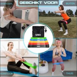 Sanbo Weerstandsbanden Set Van 5 Stuks - Extra Sterk Tot 18kg - 5 Kleuren - Incl. Opbergzakje - 100% Natuurlijk Latex - Resistance Band Set - Fitness Elastiek - Booty Band Builder -FitForce Outlet Winkel 1200x1200 1501