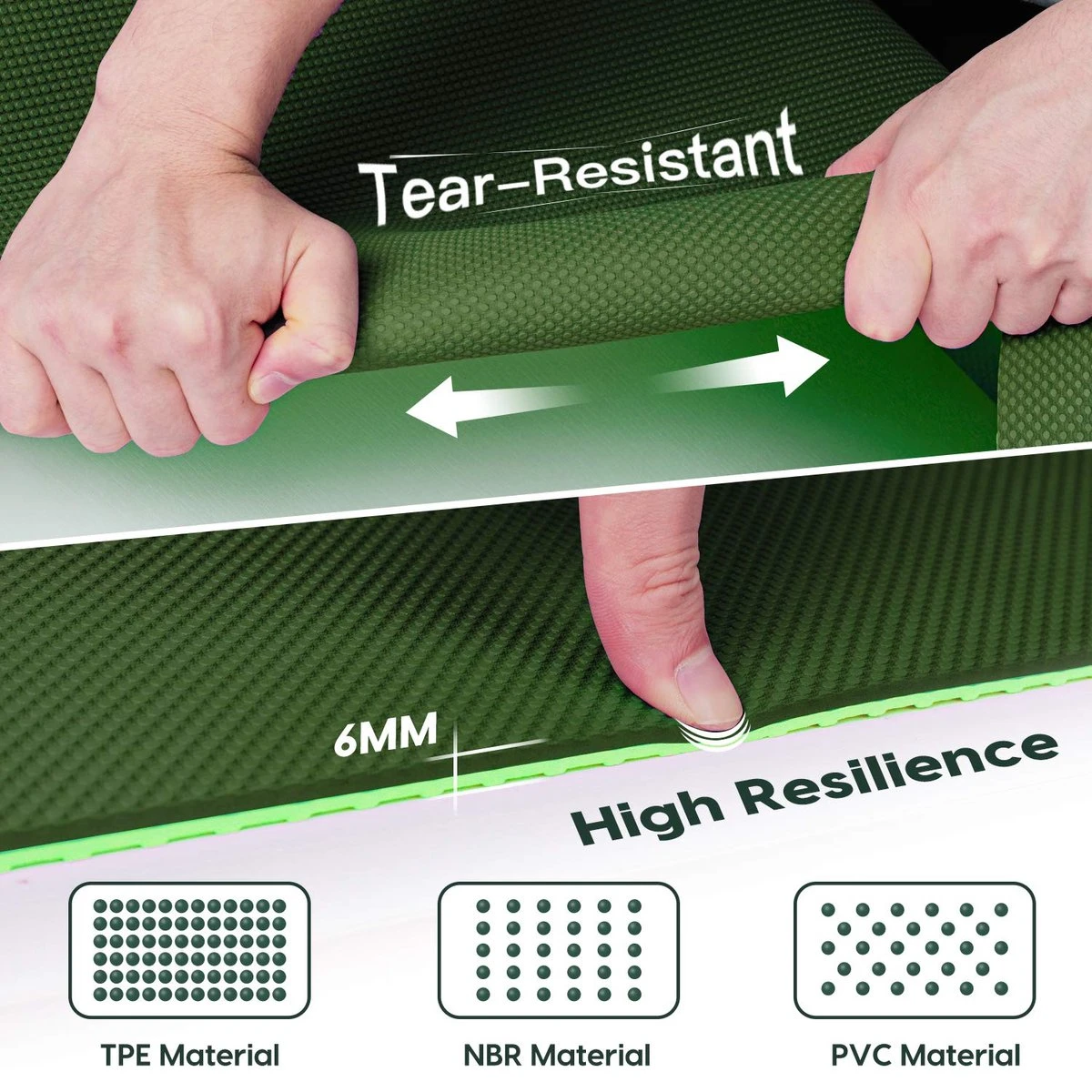 Saferell Yogamat - Groen - Gemaakt Van TPE - Antislip Hypoallergene Yogamat Met Draagband - 183 Cm X 61 Cm X 0,6 Cm 5 Saferell Yogamat - Groen - Gemaakt Van TPE - Antislip Hypoallergene Yogamat Met Draagband - 183 Cm X 61 Cm X 0,6 Cm - Afbeelding 5