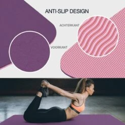 Eco Yoga Mat - Inclusief Draagriem - Anti Slip - Extra Dik (6 Mm) - 183 X 61 X 0,6 Cm - Paars/Roze - Diverse Kleuren -FitForce Outlet Winkel 1200x1200 1552