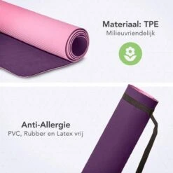 Eco Yoga Mat - Inclusief Draagriem - Anti Slip - Extra Dik (6 Mm) - 183 X 61 X 0,6 Cm - Paars/Roze - Diverse Kleuren -FitForce Outlet Winkel 1200x1200 1554