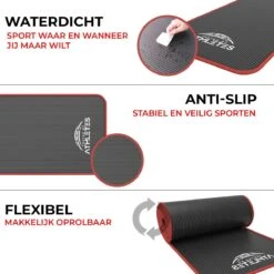Tested By Athletes Pro II Fitnessmat + E-Book Met Oefeningen - 183 X 61 X 1cm NBR Foam - Oefenmat Met Draagtas- En Riem - Voor Fitnessoefeningen En Yoga Oefeningen -FitForce Outlet Winkel 1200x1200 1574