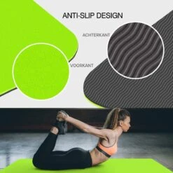 Eco Yoga Mat - Inclusief Draagriem - Anti Slip - Extra Dik (6 Mm) - 183 X 61 X 0,6 Cm - Zwart/Groen - Diverse Kleuren -FitForce Outlet Winkel 1200x1200 1600
