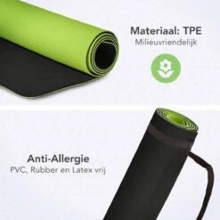 Eco Yoga Mat - Inclusief Draagriem - Anti Slip - Extra Dik (6 Mm) - 183 X 61 X 0,6 Cm - Zwart/Groen - Diverse Kleuren -FitForce Outlet Winkel 1200x1200 1602