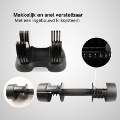 KIMO DIRECT Verstelbare Dumbbell 20KG - Dumbells - Gewichten - 2/6,5/11/15,5/20KG - Smart Dumbell - Zwart -FitForce Outlet Winkel 1200x1200 161