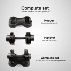 KIMO DIRECT Verstelbare Dumbbell 20KG - Dumbells - Gewichten - 2/6,5/11/15,5/20KG - Smart Dumbell - Zwart -FitForce Outlet Winkel 1200x1200 162