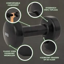 Tunturi Dumbbell Set - 2 X 5,0 Kg - Vinyl - Zwart - Incl. Gratis Fitness App -FitForce Outlet Winkel 1200x1200 167